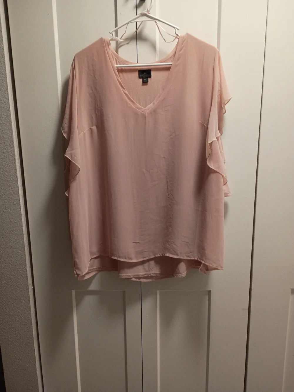 Worthington Blush Pink V-Neck Flutter Sleeve Blouse
